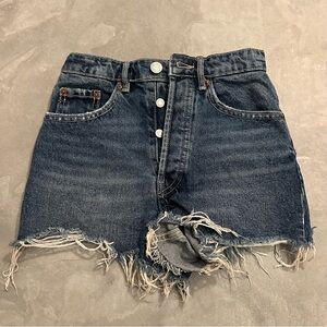Zara Denim High-Waisted Distressed Shorts Button Up Size 0 or 32